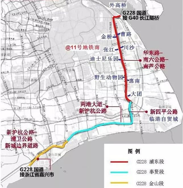 建成后,g228国道上海段北接崇明及江苏南通地区,南抵浙江嘉兴,是