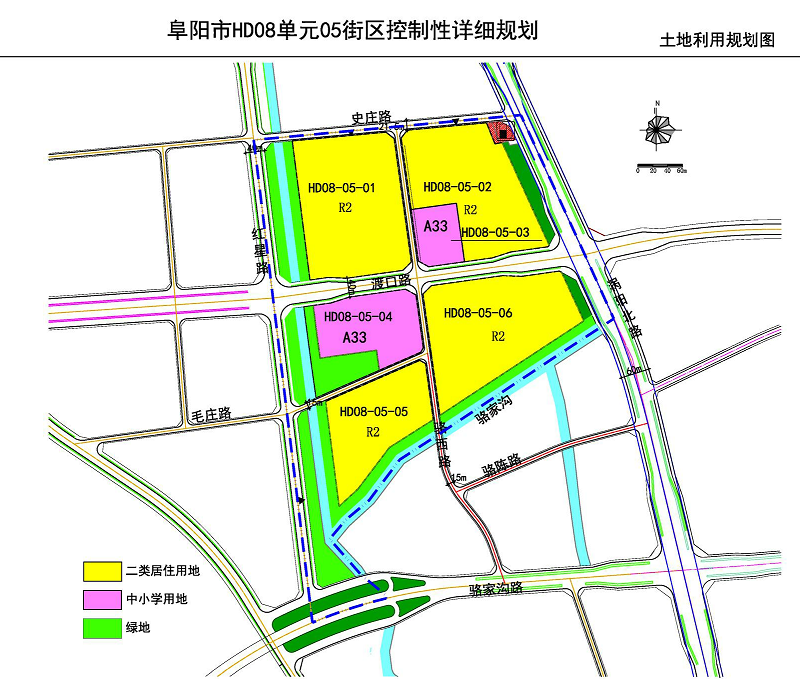 08公顷,规划该街区内地块用地性质为二类居住用地,中小学用地.