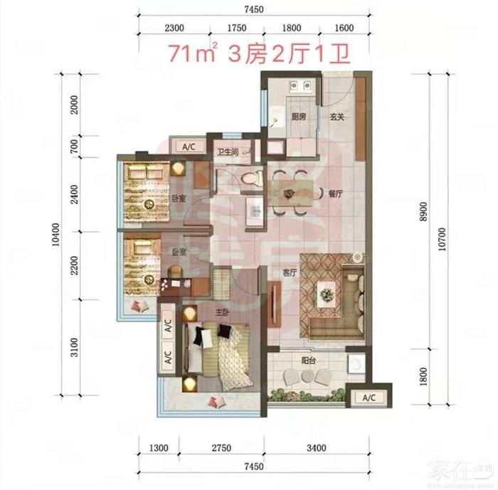 万科尖岗山限价83万新盘5月开展75平3房户型图曝光