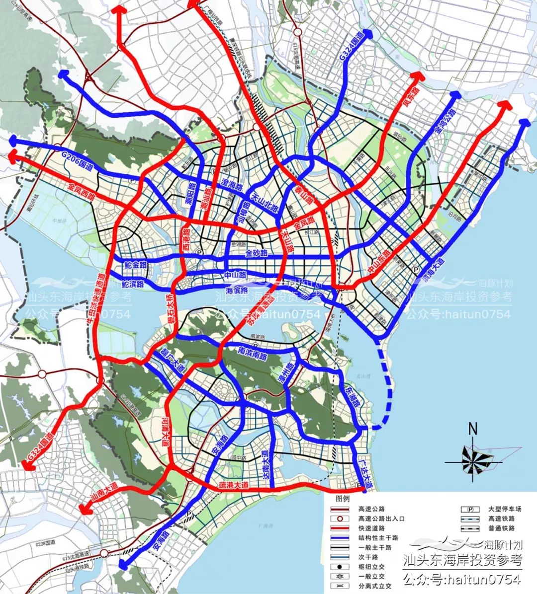 手绘高清路线图看汕头未来大交通网与城市发展的关系