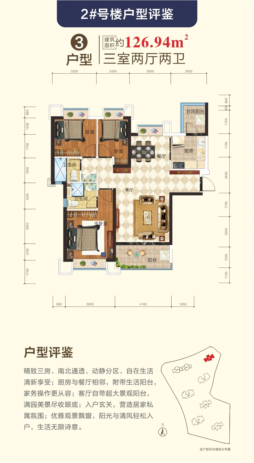 建面约109-135㎡云端高层 户型赏析 荣耀三载 礼献全城 十堰恒大