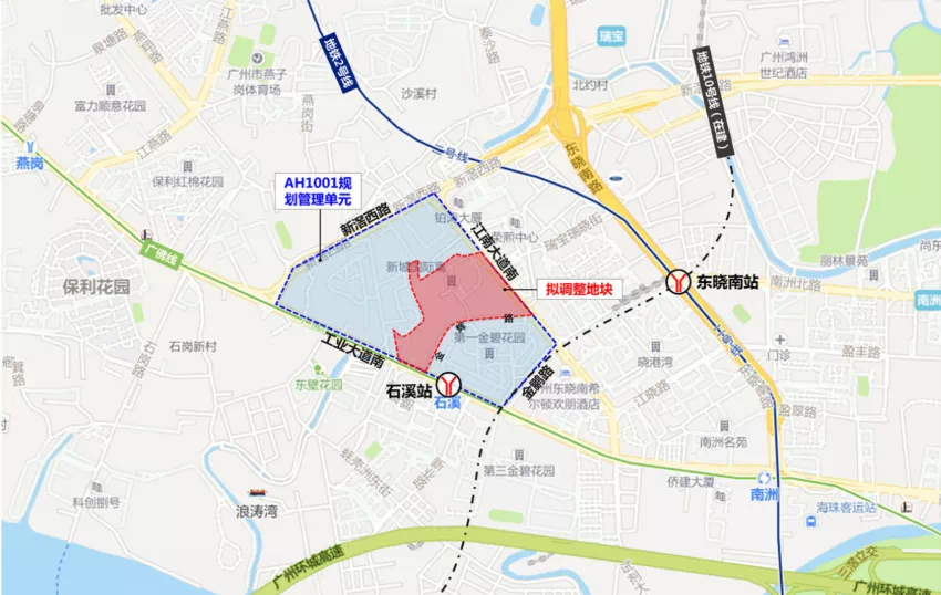 仅一路之隔,地块出门即是广佛线的石溪站,2号线,10号线(在建)交汇的