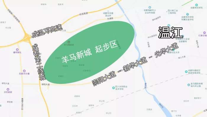 的同时,区域迎来了二次发展;比如,位于崇州与温江交界处的羊马新城,从