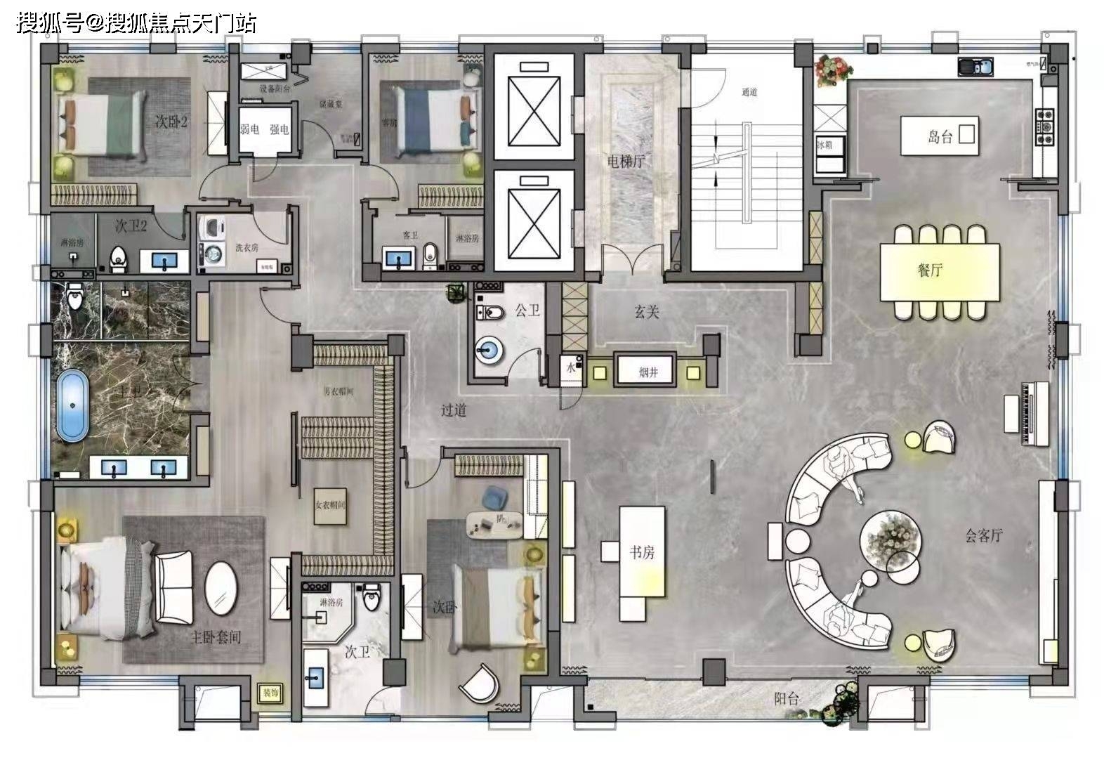 户型面积:360-400平方均价价格:4万 未来科技城第一个宽境空间大平层