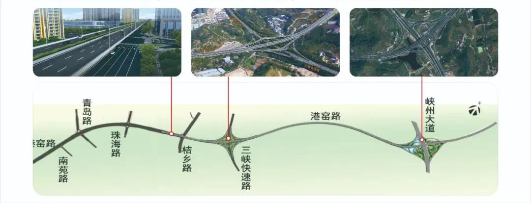 与其他多条城市快速路互联互通北起宜巴高速南接翻坝高速港窑路快速路