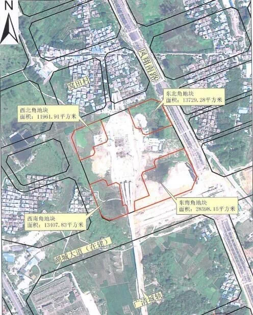 地块位置:此地块为广清城轨清远站tod项目用地,包含四个地块.