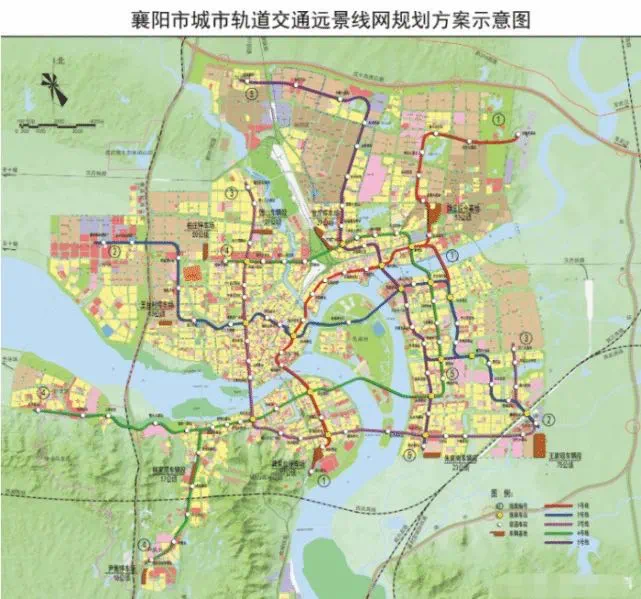 据《襄阳市轨道交通线网规划》显示,襄阳轨道交通远景建设5条线路