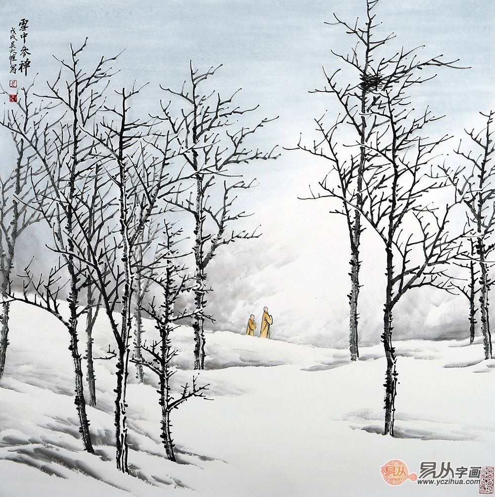 雪景山水画欣赏,一起感受画家吴大恺的雪中意蕴