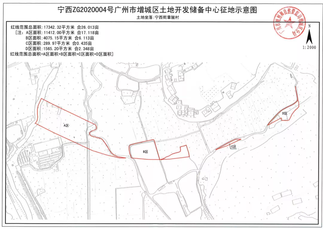 规划 二,拟征收土地的位置和范围:宁西街章陂村(详见现场公告附图)