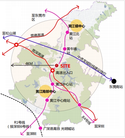 地理区位 改造单元位于东莞市南部临深区域,黄江镇中部,公常公路与莞