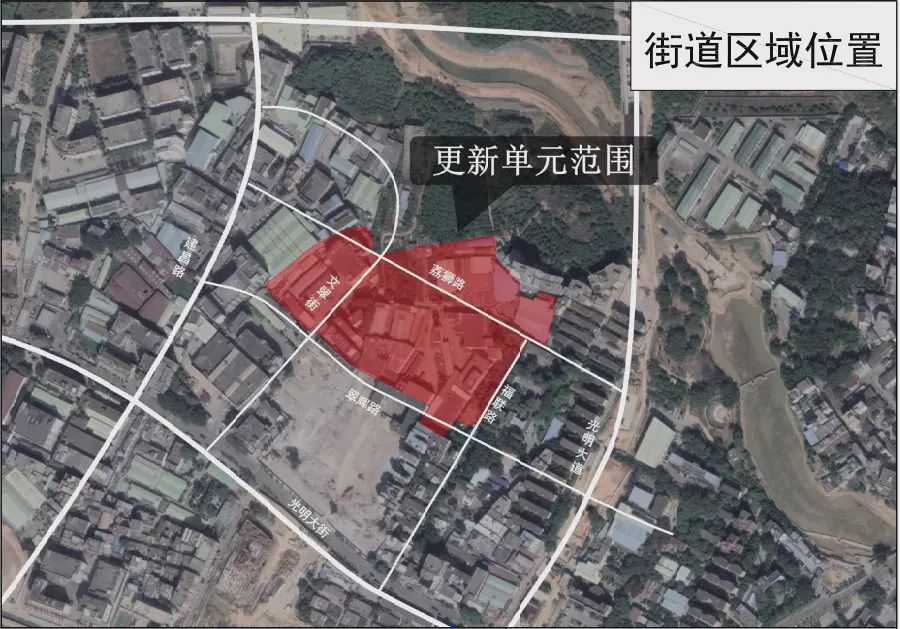 邻光明社区健康服务中心,南临光明大街,西邻柑山工业区,北接狮山公园