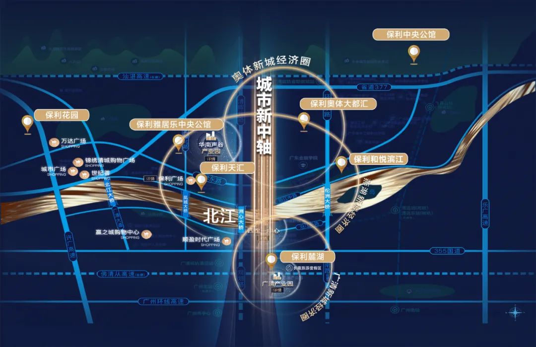 清远城市核心区域,不仅以保利麓湖,保利天汇,保利奥体大都汇项目串联