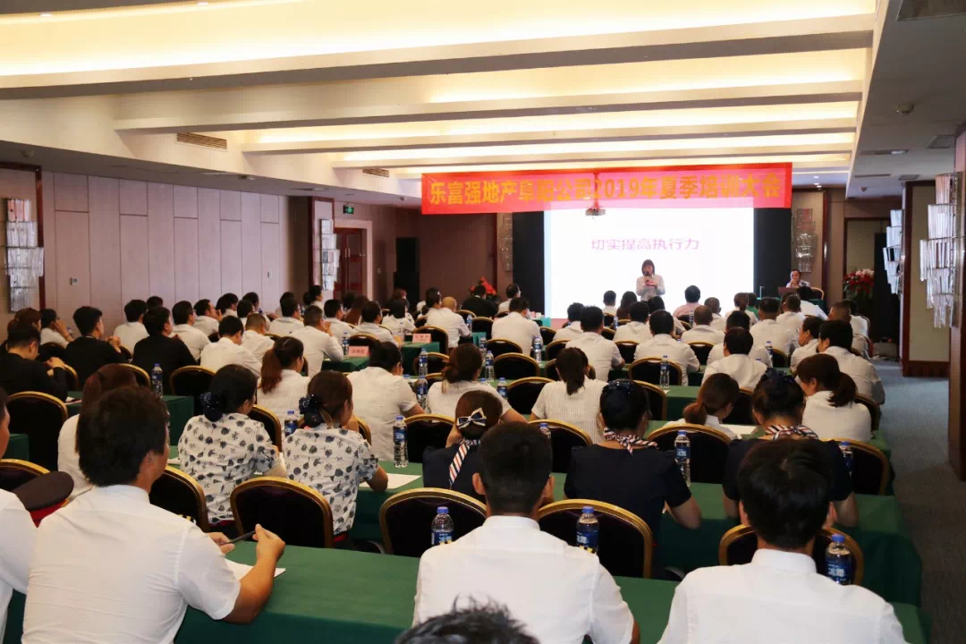 乐富强地产阜阳公司在白金汉宫大酒店三楼一号会议室举办员工夏季培训