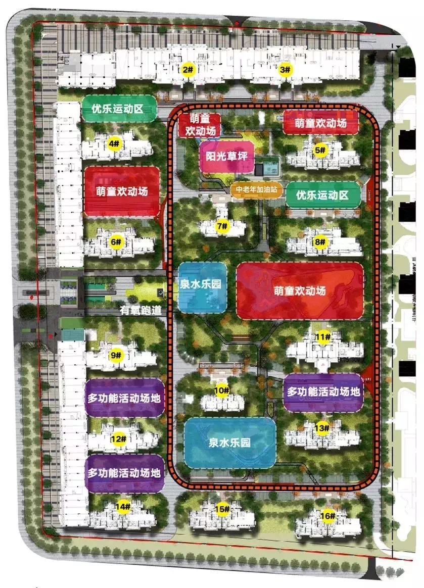 从新组团璀璨天城的整体园林规划来看,整个社区导入了世茂特有的全龄