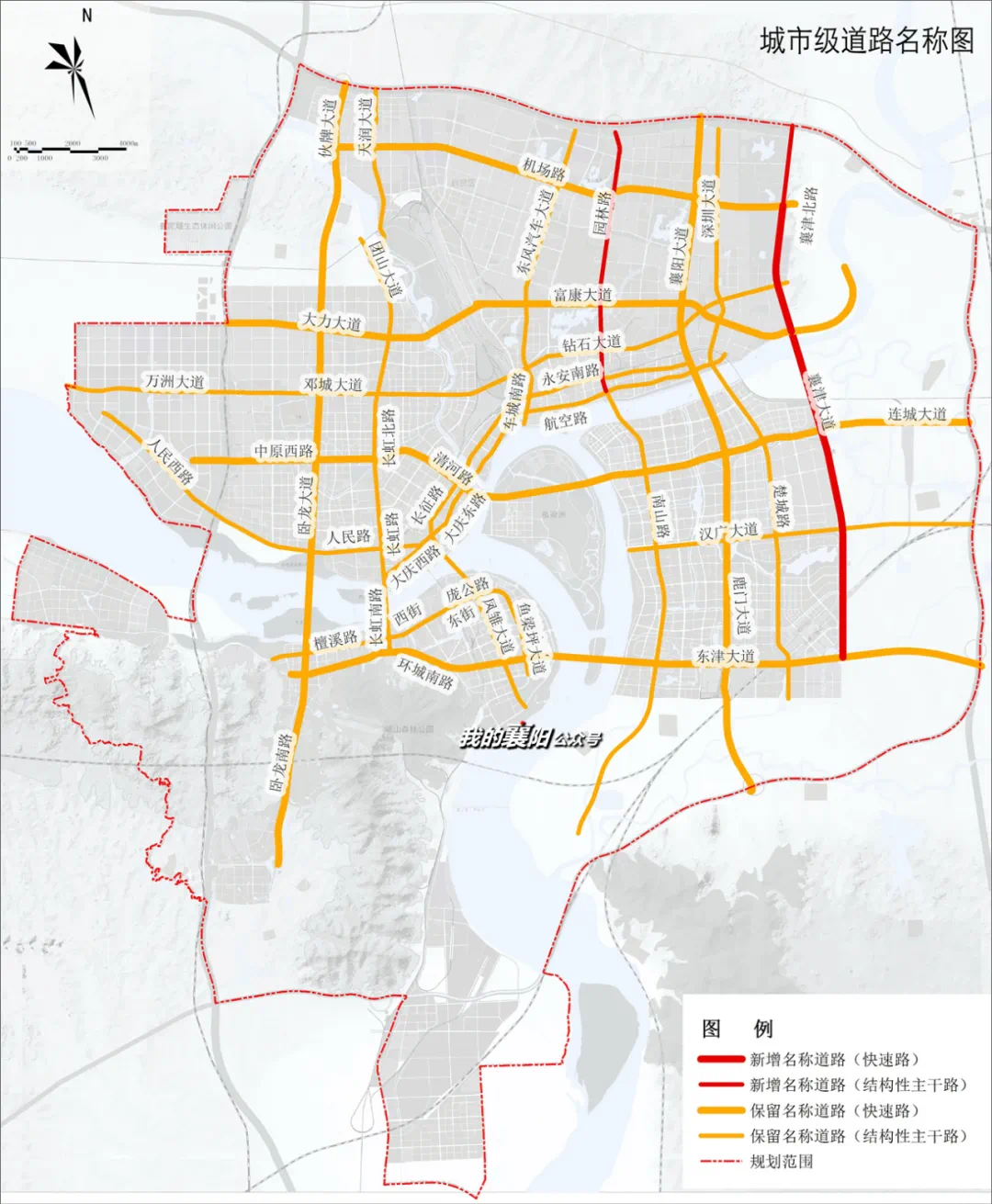 (快速路,主干路名称图 点击图片可放大)本次规划对象包括城市道路及