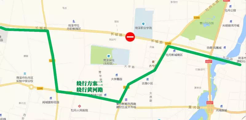 城区新牡丹长城路口今起禁止通行!多条公交线路临时绕行!