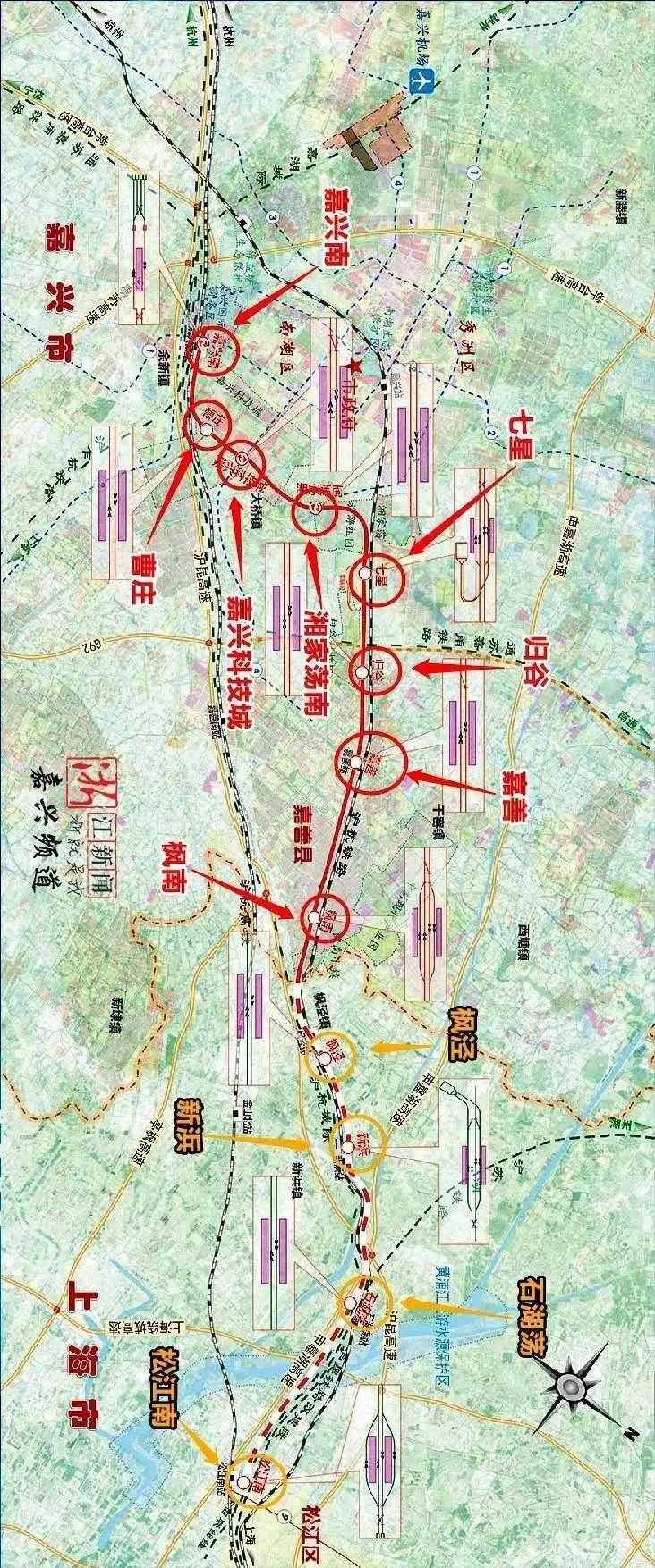 图片来源:嘉兴发布 随着先行工程的开工,沪嘉城际铁路最新线路图正也