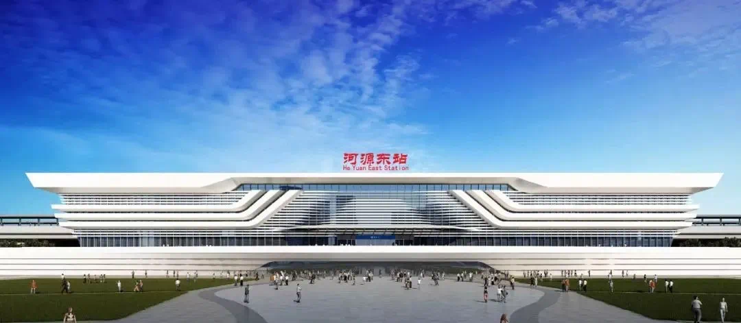 位于河源市 江东新区 临江镇,为线侧下式站房,站房建筑面积20000