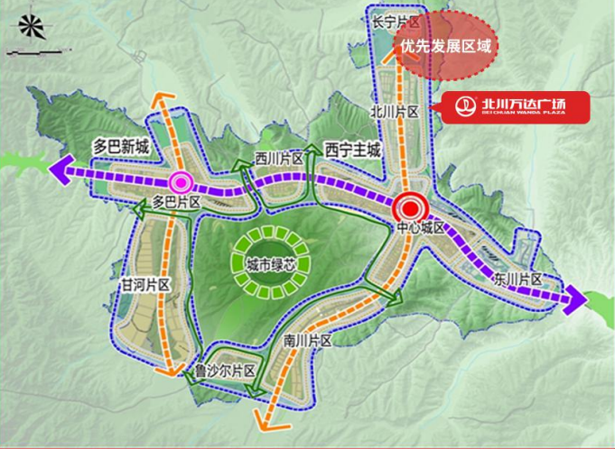 《西宁市2030年城市空间总体发展规划》定义了北川新区是西宁最具