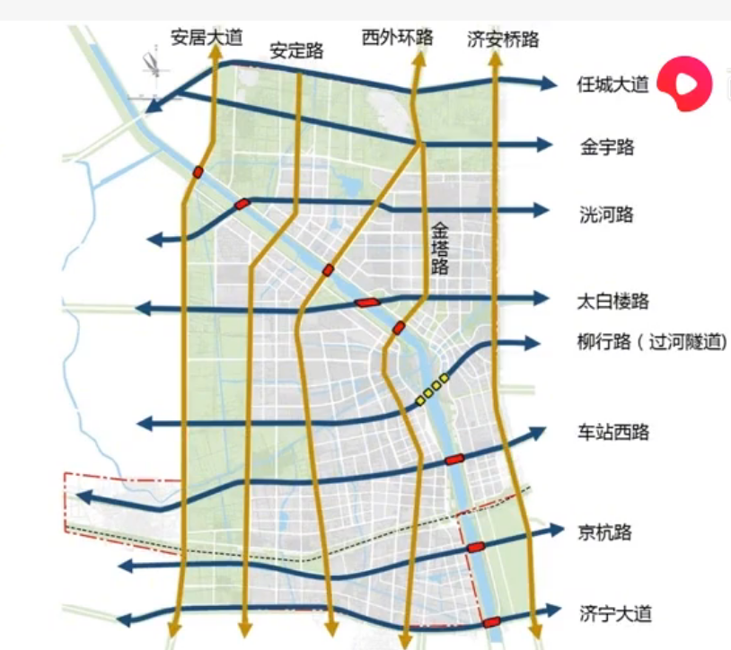 打通52条道路,重点推进洸河路,红星路,常青路等主干道路西延