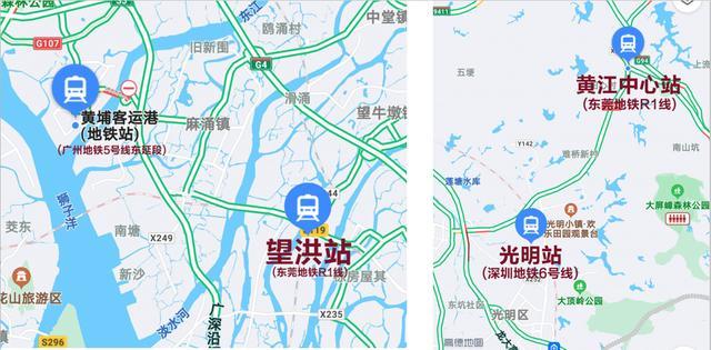 在鸿福路站与2号线换乘;在东城南站与莞惠城轨换乘;在松山湖站与3号线