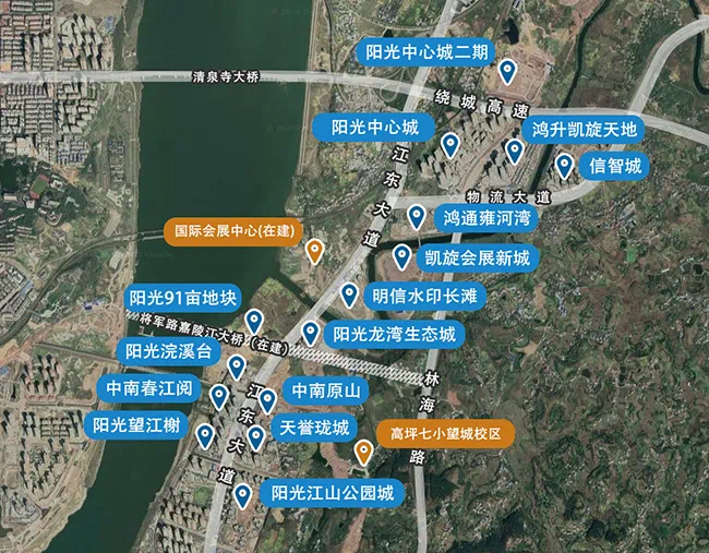 8月24日临江新区立牌于国际会展中心处,而围绕着会展中心有15个楼盘