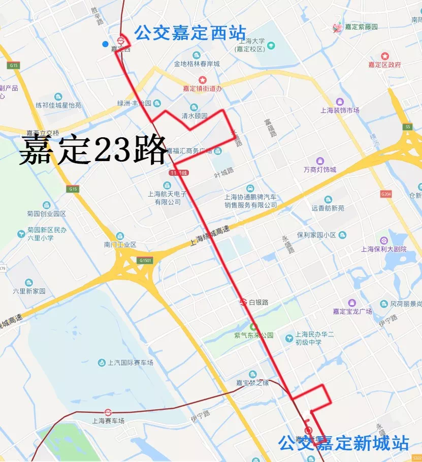 线路走向:自公交嘉定西站起,经柳梁路,陈家山路,胜辛路,嘉安公路,普惠