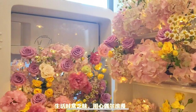 冰箱花拍照这么好看这是什么神仙复古冰箱