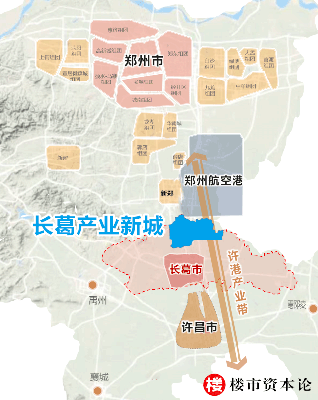 沿航空港--长葛市--许昌市轴线梯次扩展