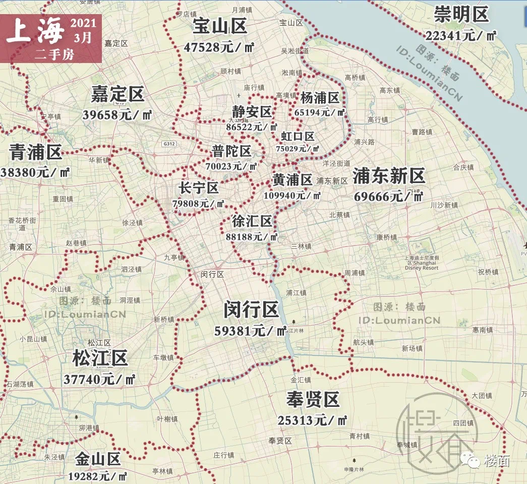 上海全线上涨,深圳降温明显! 【房价地图】2021.3月版